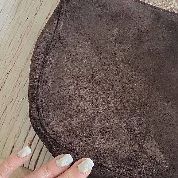 MICHAEL Michael Kors Brown Suede and Python Embossed Leather Shoulder/Crossbody - Picture 9 of 10